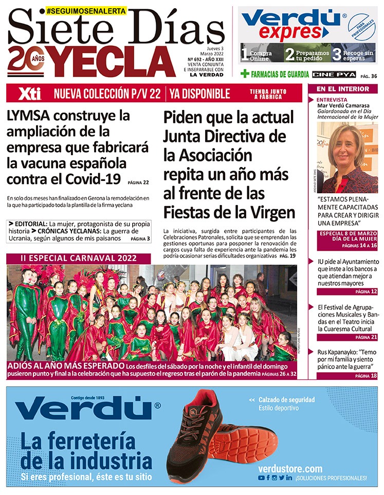 SIETE DÍAS YECLA – Edición nº 692 – Jueves 3 de marzo de 2022