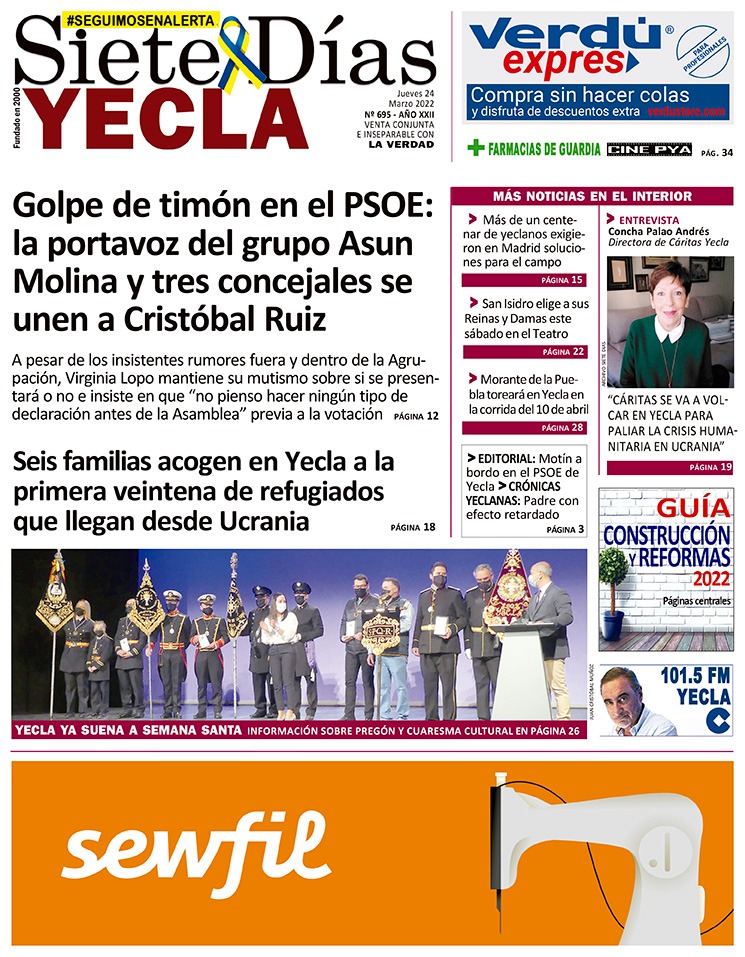 SIETE DÍAS YECLA – Edición nº 695 – Jueves 24 de marzo de 2022