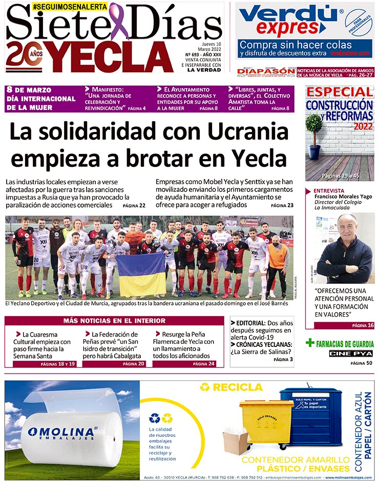 SIETE DÍAS YECLA – Edición nº 693 – Jueves 10 de marzo de 2022