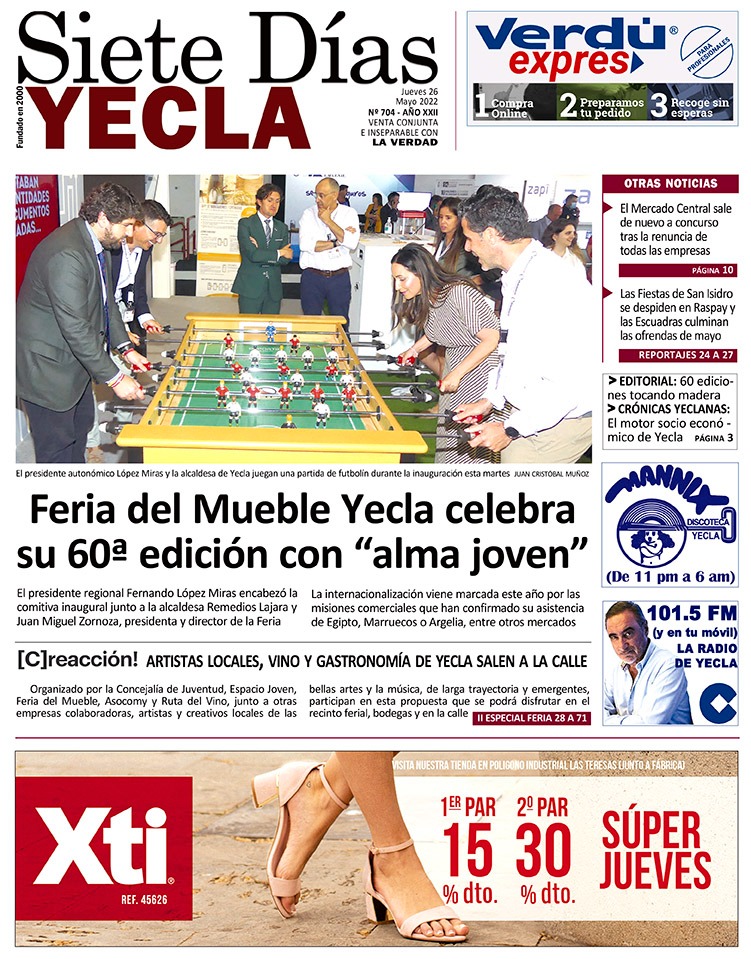 SIETE DÍAS YECLA – Edición nº 704 – Jueves 26 de mayo de 2022