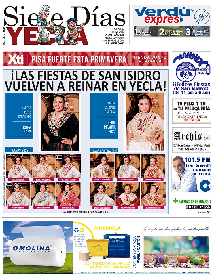 SIETE DÍAS YECLA – Edición nº 702 – Jueves 12 de mayo de 2022