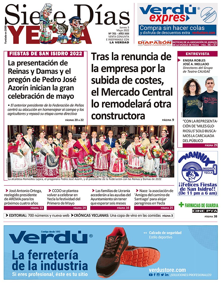 SIETE DÍAS YECLA – Edición nº 701 – Jueves 5 de mayo de 2022