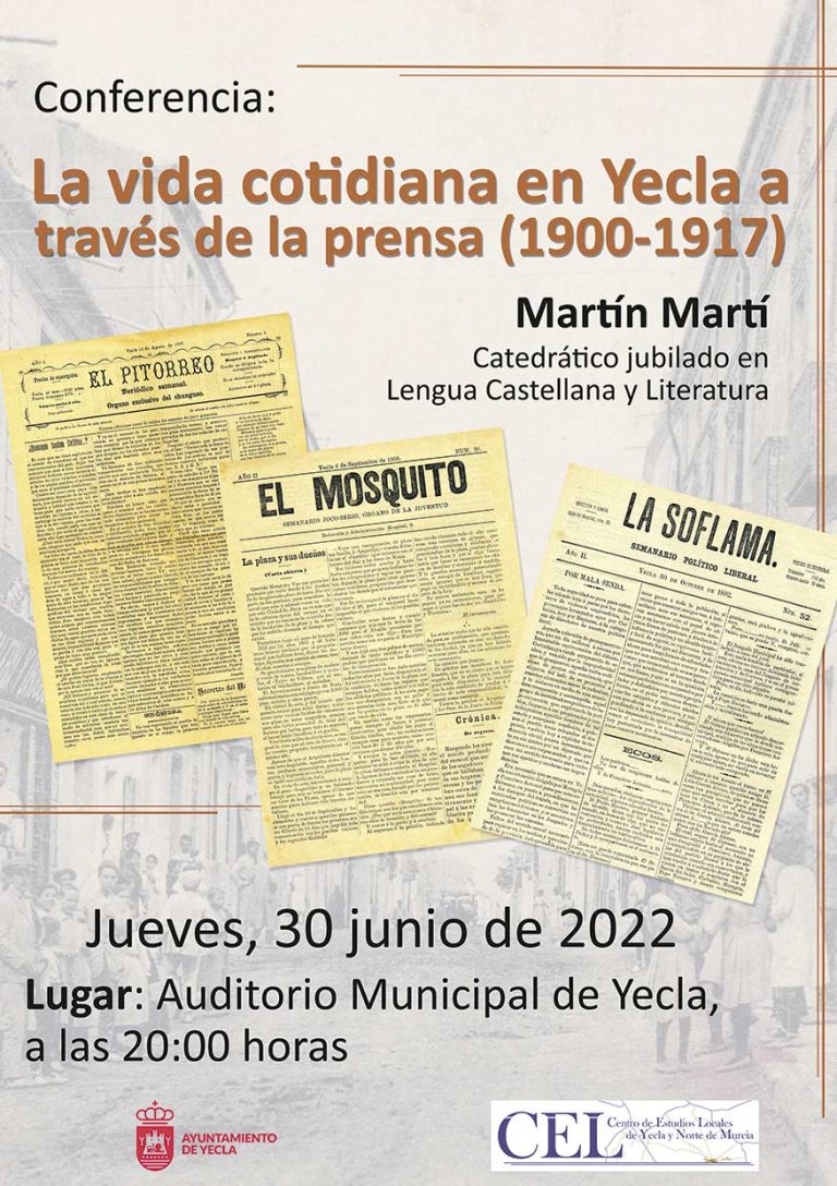 EL CEL ORGANIZA UNA CONFERENCIA DE MARTÍN MARTÍ SOBRE LA PRENSA YECLANA AL INICIO DEL SIGLO XX