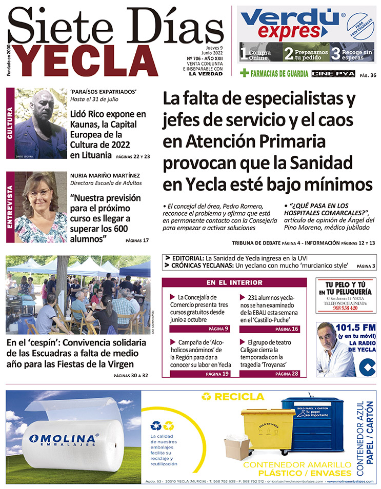 SIETE DÍAS YECLA – Edición 706 – Jueves 9 de junio de 2022