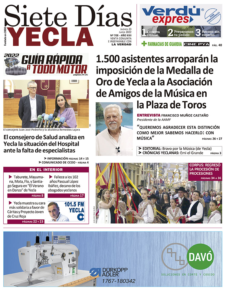 SIETE DÍAS YECLA – Edición 708 – Jueves 23 de junio de 2022