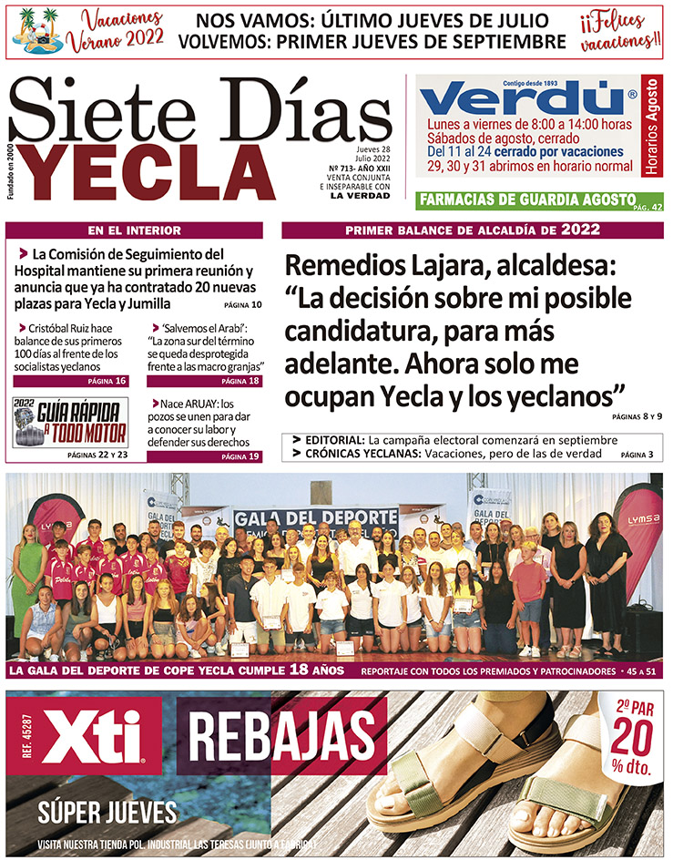 SIETE DÍAS YECLA – Edición 713 – Jueves 28 de julio de 2022