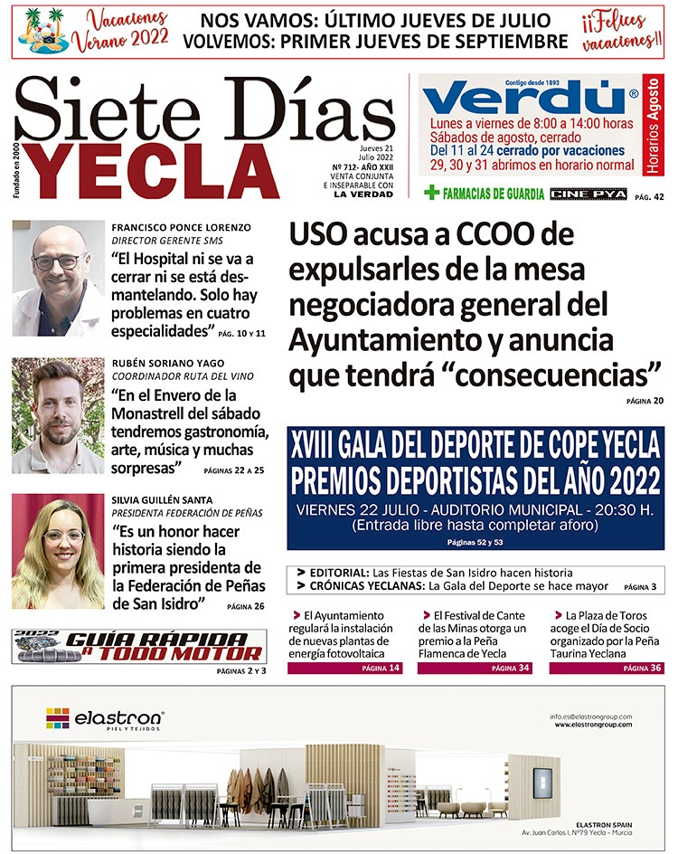 SIETE DÍAS YECLA – Edición 712 – Jueves 21 de julio de 2022