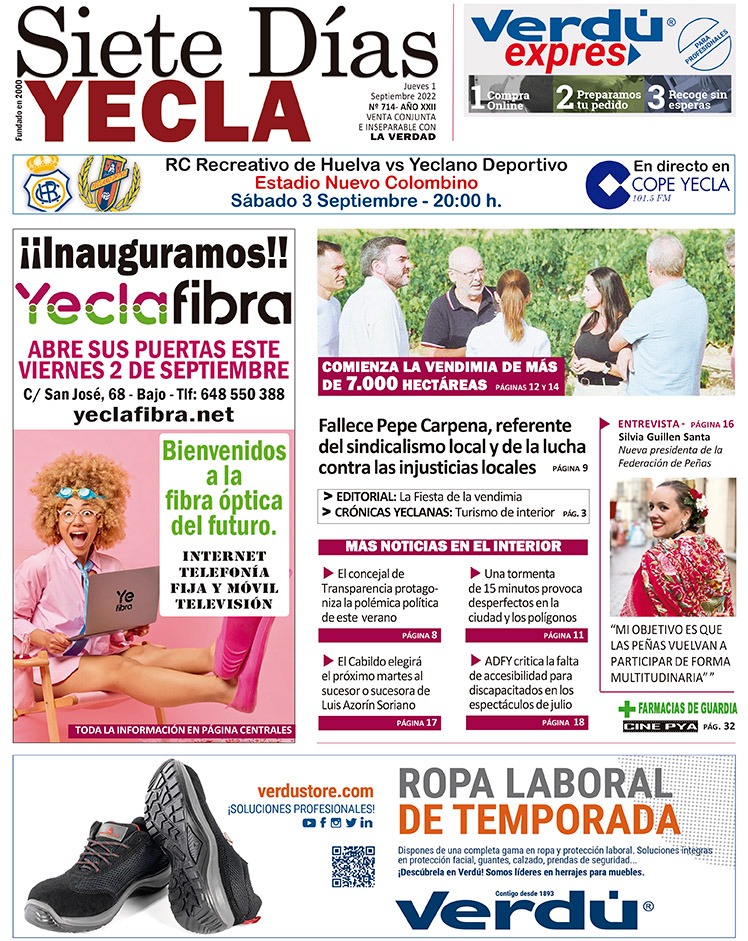 SIETE DÍAS YECLA – Edición 714 – Jueves 1 de septiembre de 2022