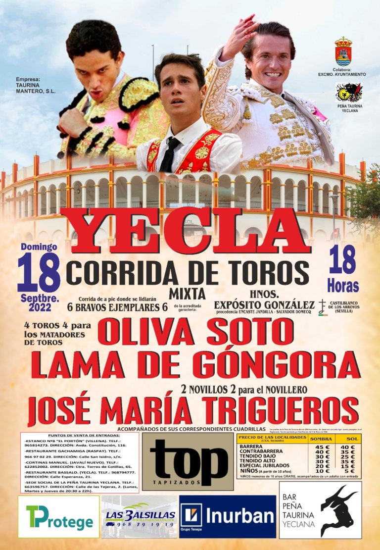 LOS TOROS REGRESAN A YECLA CON MOTIVO DE LA FERIA DE SEPTIEMBRE DE 2022