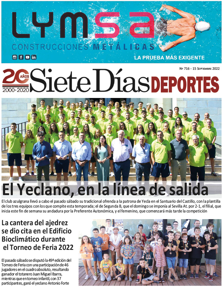 DEPORTES SIETE DÍAS YECLA – Edición 716 – Jueves 15 de septiembre de 2022