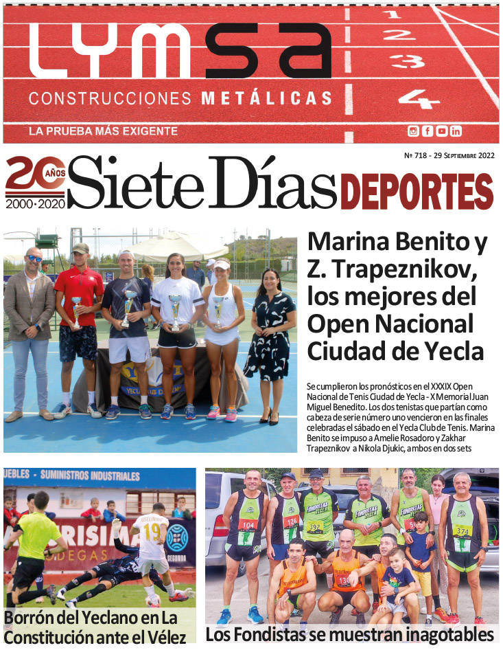 DEPORTES SIETE DÍAS YECLA – Edición 718 – Jueves 29 de septiembre de 2022