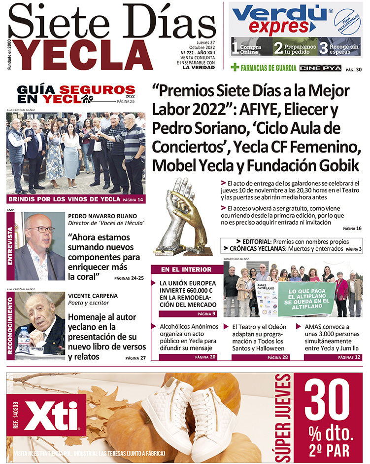 SIETE DÍAS YECLA – Edición 722 – Jueves 27 de octubre de 2022