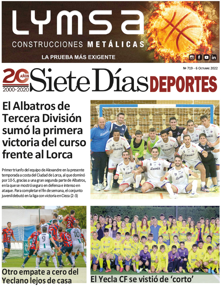 DEPORTES SIETE DÍAS YECLA – Edición 719 – Jueves 6 de octubre de 2022