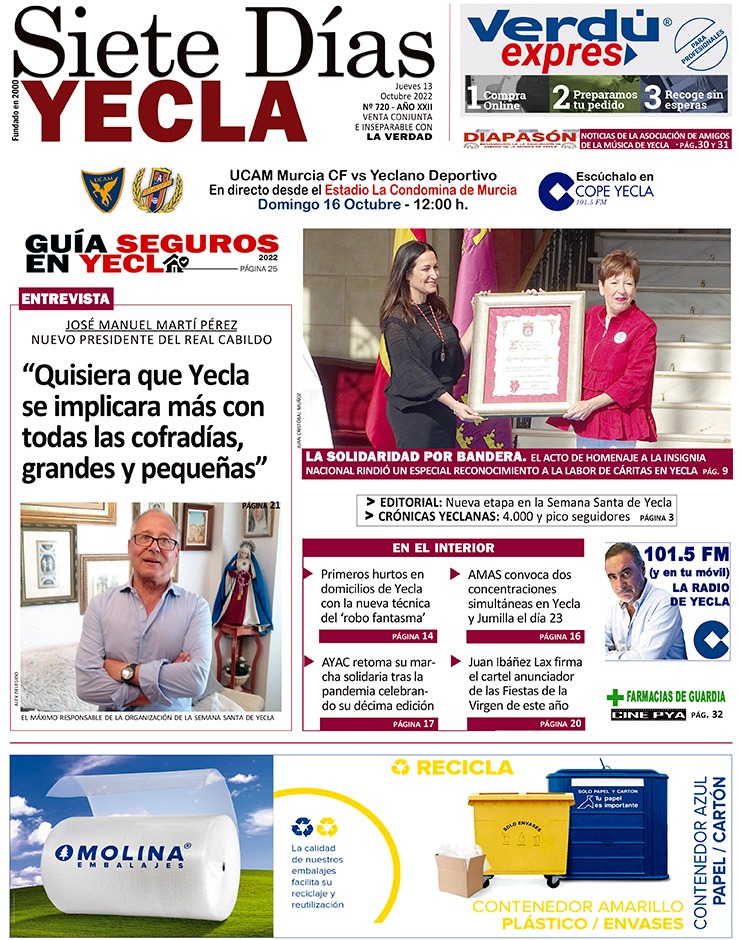 SIETE DÍAS YECLA – Edición 720 – Jueves 13 de octubre de 2022