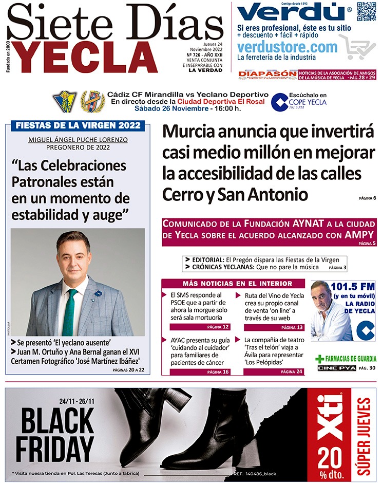 SIETE DÍAS YECLA – Edición 726 – Jueves 24 de noviembre de 2022