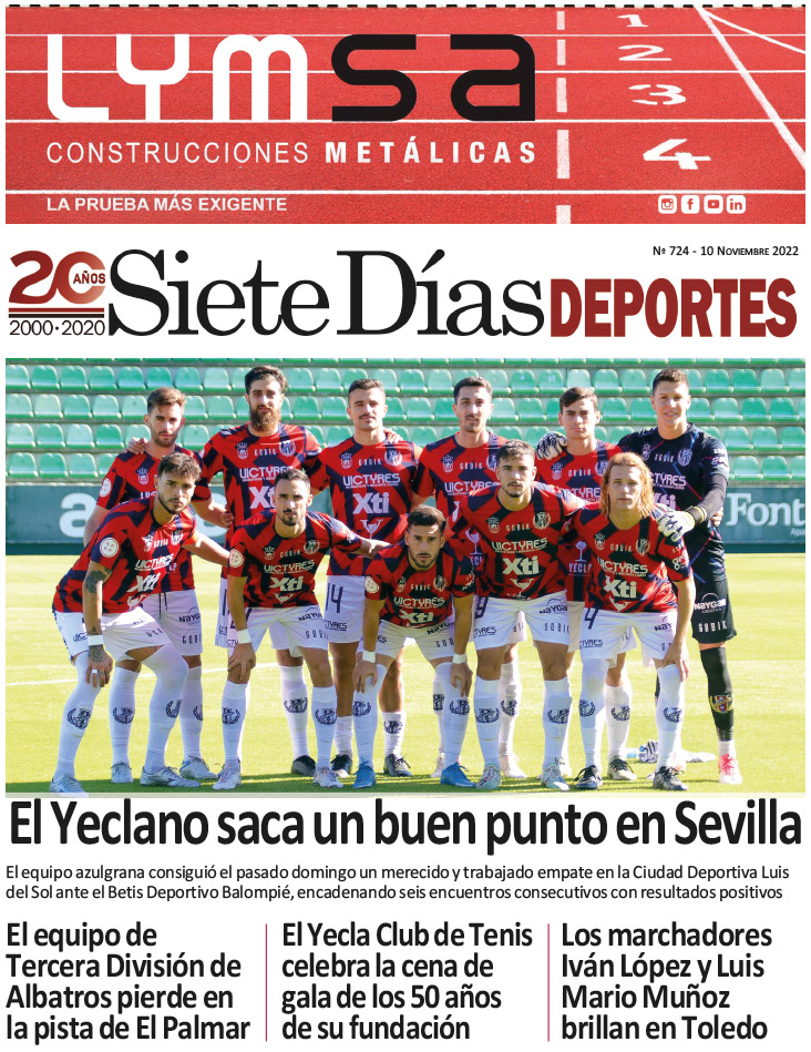 DEPORTES SIETE DÍAS YECLA – Edición 724 – Jueves 10 de noviembre de 2022