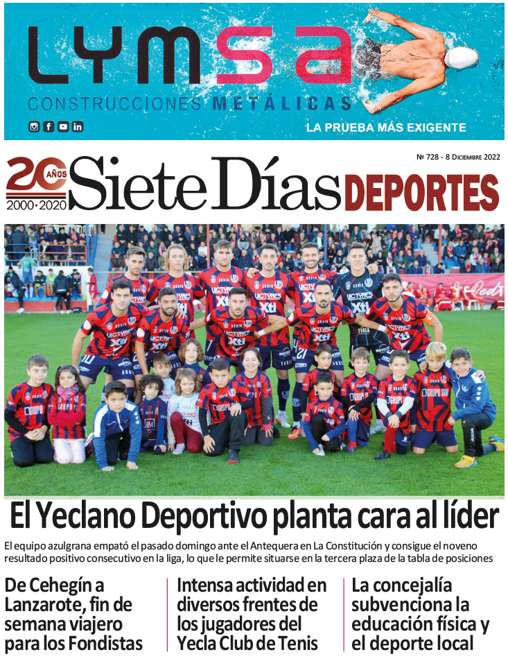 DEPORTES SIETE DÍAS YECLA – Edición 728 – Jueves 8 de diciembre de 2022