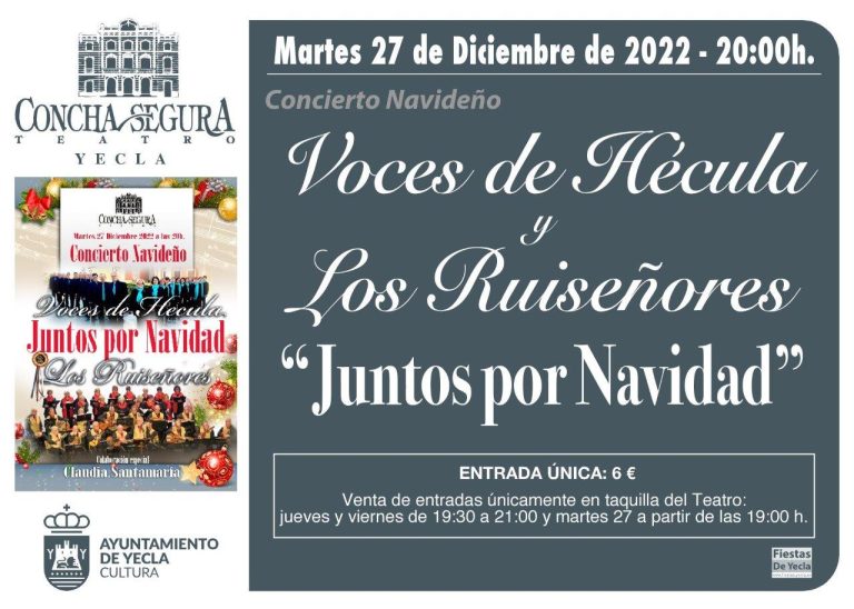 VOCES DE HÉCULA Y LOS RUISEÑORES SE UNEN EN UN CONCIERTO NAVIDEÑO MAÑANA MARTES 27