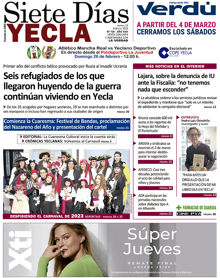 SIETE DÍAS YECLA – Edición 739 – Jueves 23 de febrero de 2023