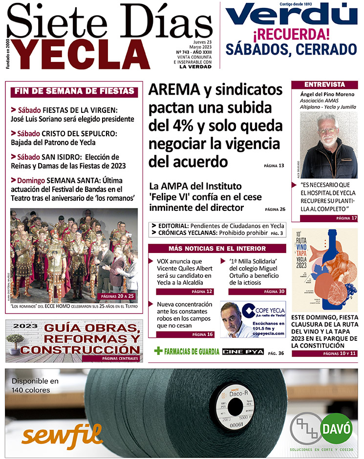 SIETE DÍAS YECLA – Edición 743 – Jueves 23 de marzo de 2023