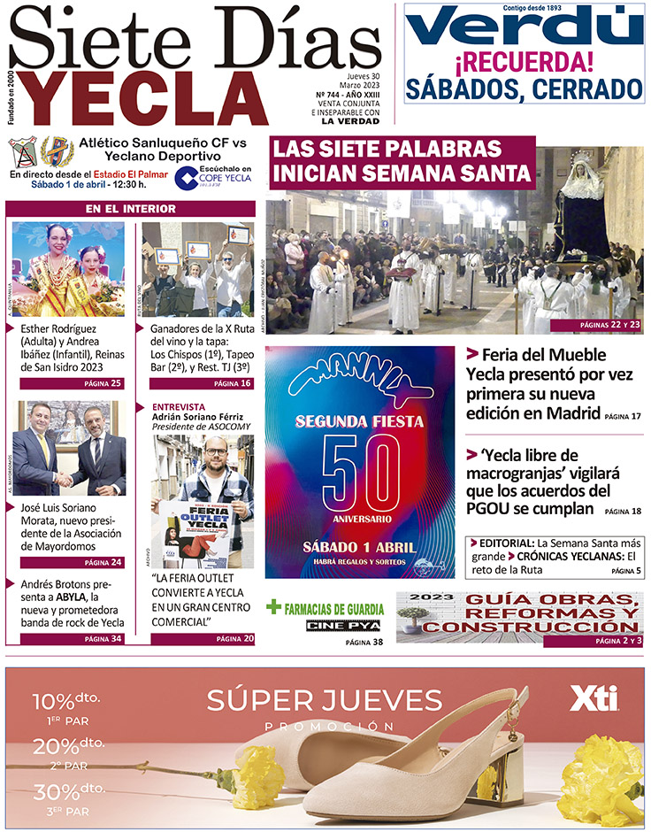 SIETE DÍAS YECLA – Edición 744 – Jueves 30 de marzo de 2023