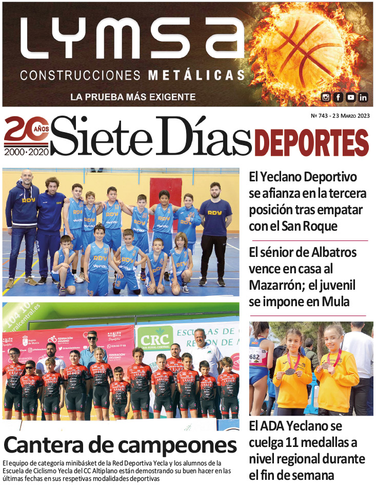 DEPORTES SIETE DÍAS YECLA – Edición 743 – Jueves 23 de marzo de 2023