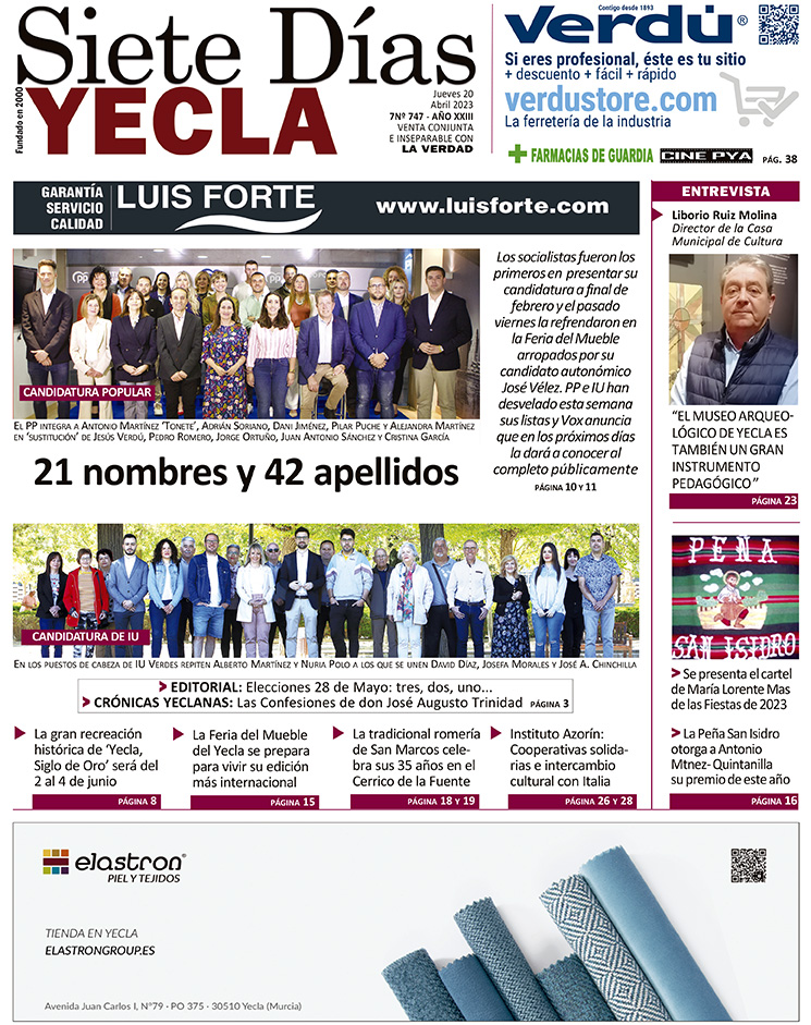 SIETE DÍAS YECLA – Edición 747 – Jueves 20 de abril de 2023