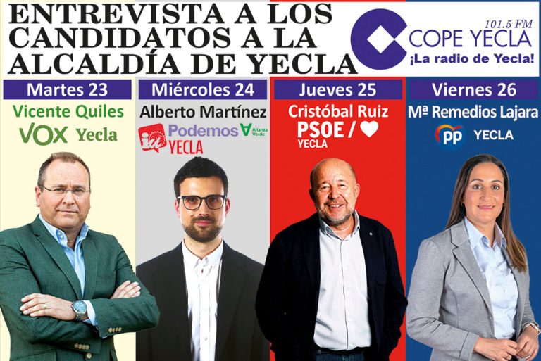 28-M: COPE YECLA ENTREVISTARÁ A LOS CUATRO CANDIDATOS A LA ALCALDÍA