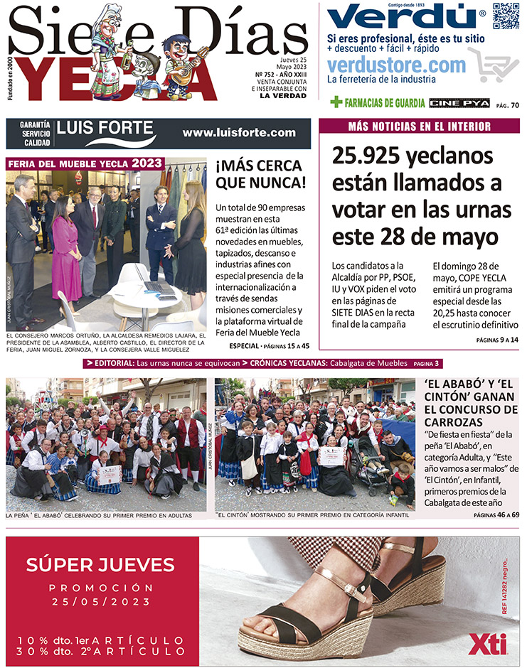 SIETE DÍAS YECLA – Edición 752 – Jueves 25 de mayo de 2023