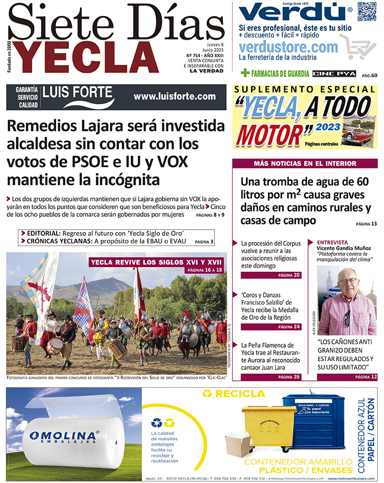 SIETE DÍAS YECLA – Edición 754 – Jueves 8 de junio de 2023