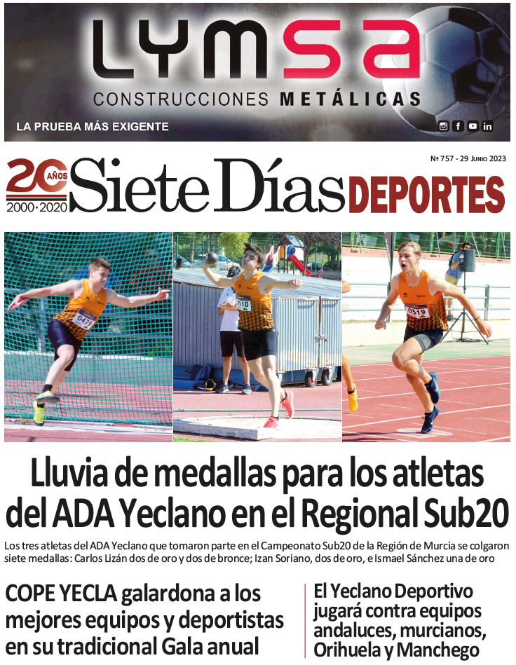 DEPORTES SIETE DÍAS YECLA – Edición 757 – Jueves 29 de junio de 2023