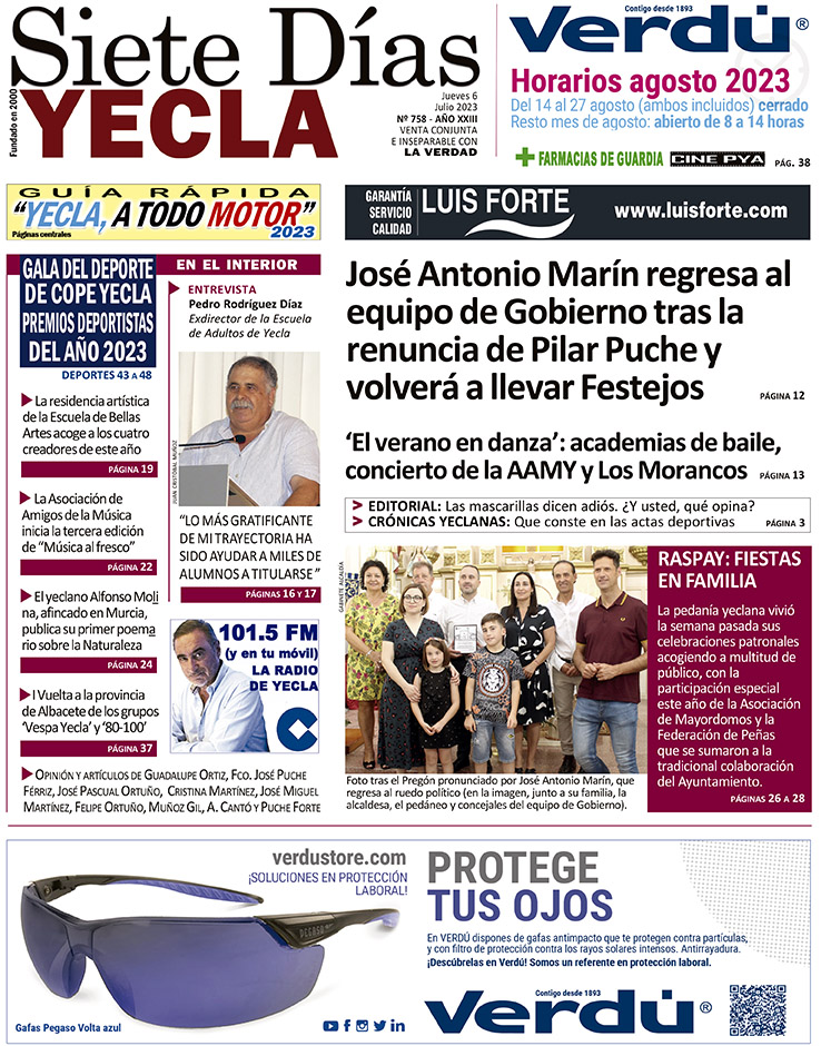 SIETE DÍAS YECLA – Edición 758 – Jueves 6 de julio de 2023