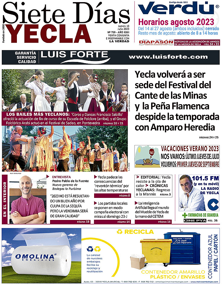 SIETE DÍAS YECLA – Edición 759 – Jueves 13 de julio de 2023