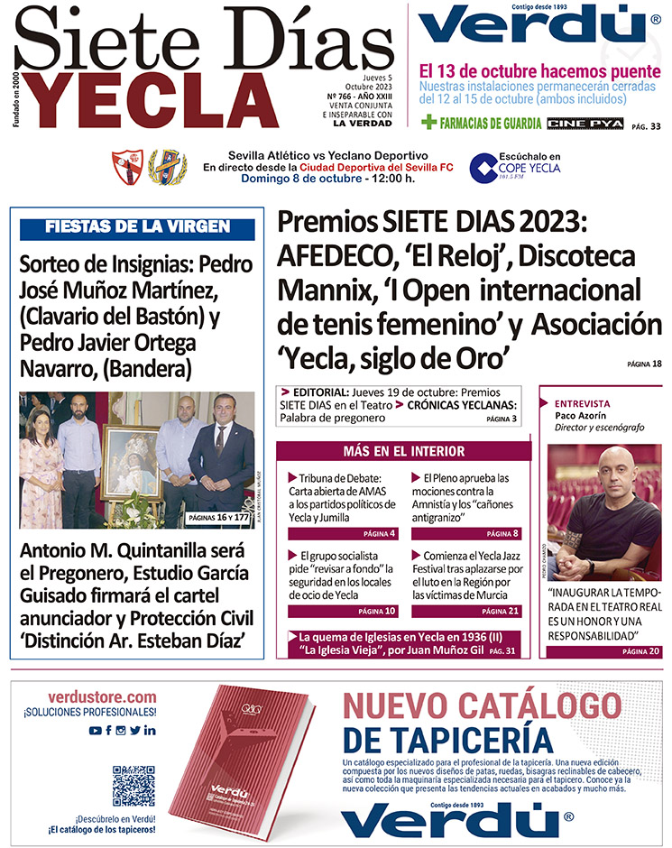 SIETE DÍAS YECLA – Edición 766 – Jueves 5 de octubre de 2023