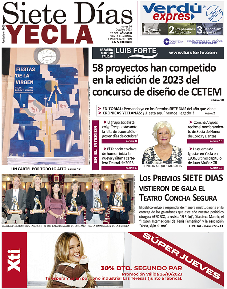 SIETE DÍAS YECLA – Edición 769 – Jueves 26 de octubre de 2023