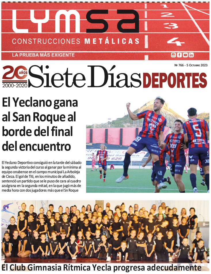 DEPORTES SIETE DÍAS YECLA – Edición 766 – Jueves 5 de octubre de 2023