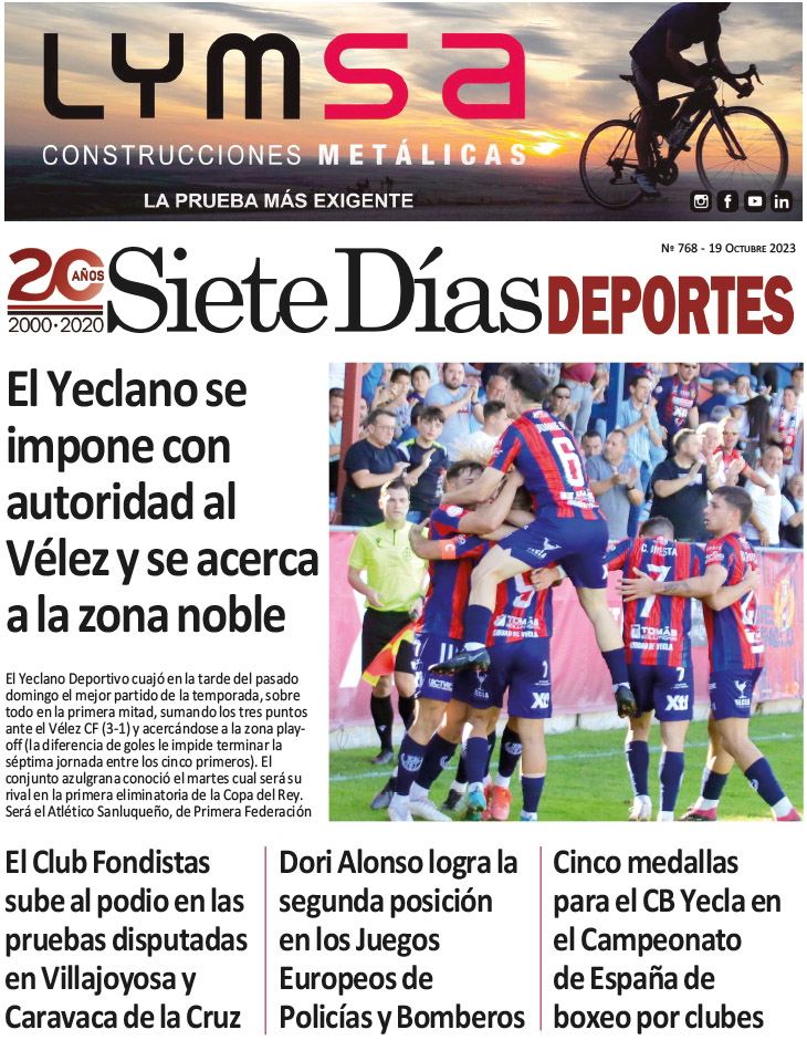 DEPORTES SIETE DÍAS YECLA – Edición 768 – Jueves 19 de octubre de 2023