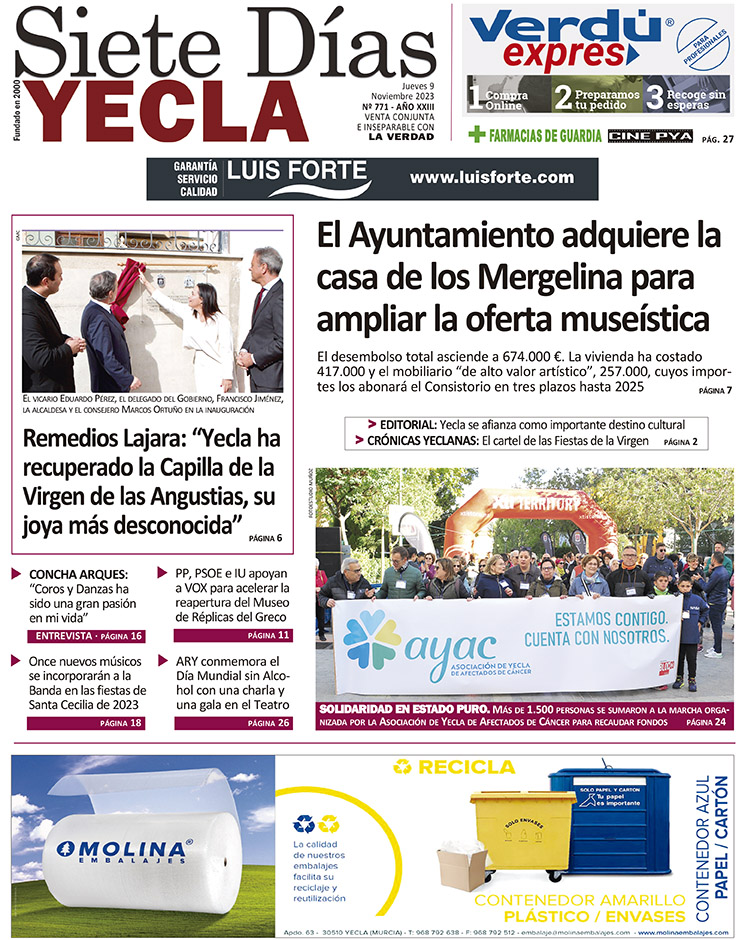 SIETE DÍAS YECLA – Edición 771 – Jueves 9 de noviembre de 2023