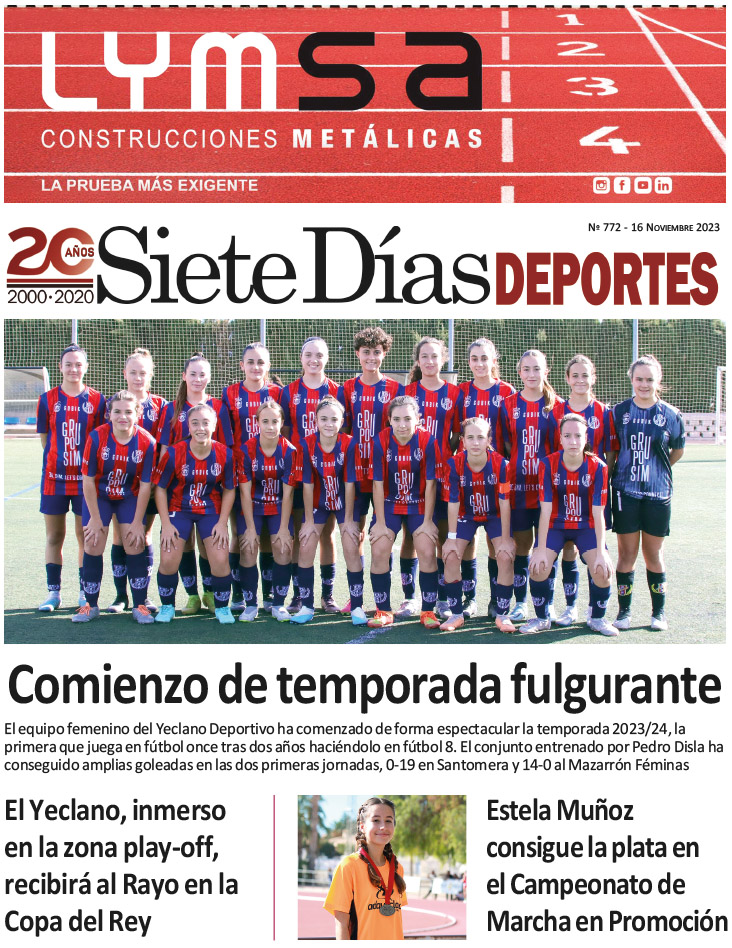 DEPORTES SIETE DÍAS YECLA – Edición 772 – Jueves 16 de noviembre de 2023