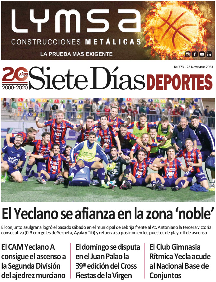 DEPORTES SIETE DÍAS YECLA – Edición 773 – Jueves 23 de noviembre de 2023