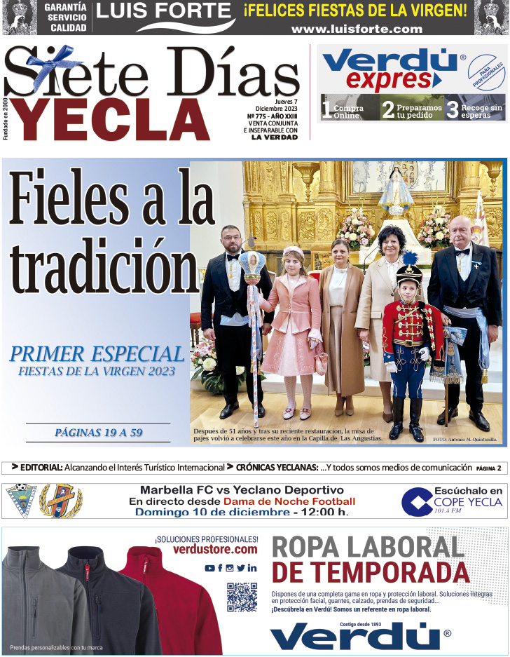 SIETE DÍAS YECLA – Edición 775 – Jueves 7 de diciembre de 2023