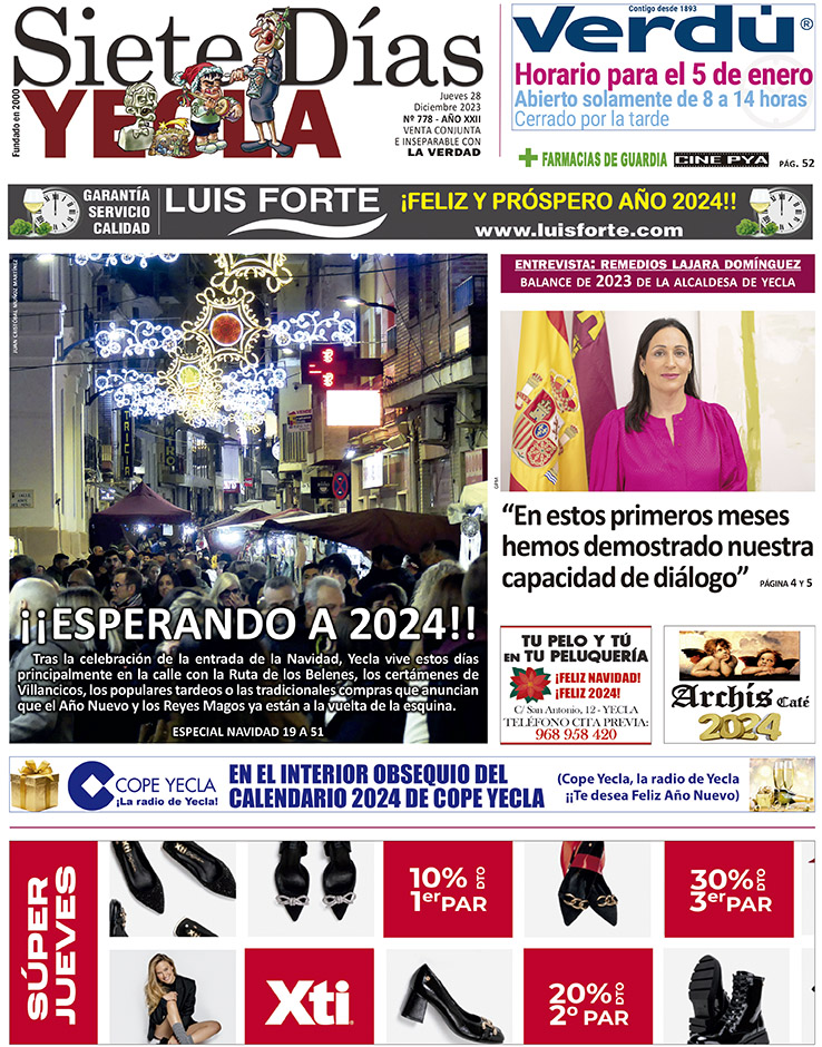 SIETE DÍAS YECLA – Edición 778 – Jueves 28 de diciembre de 2023