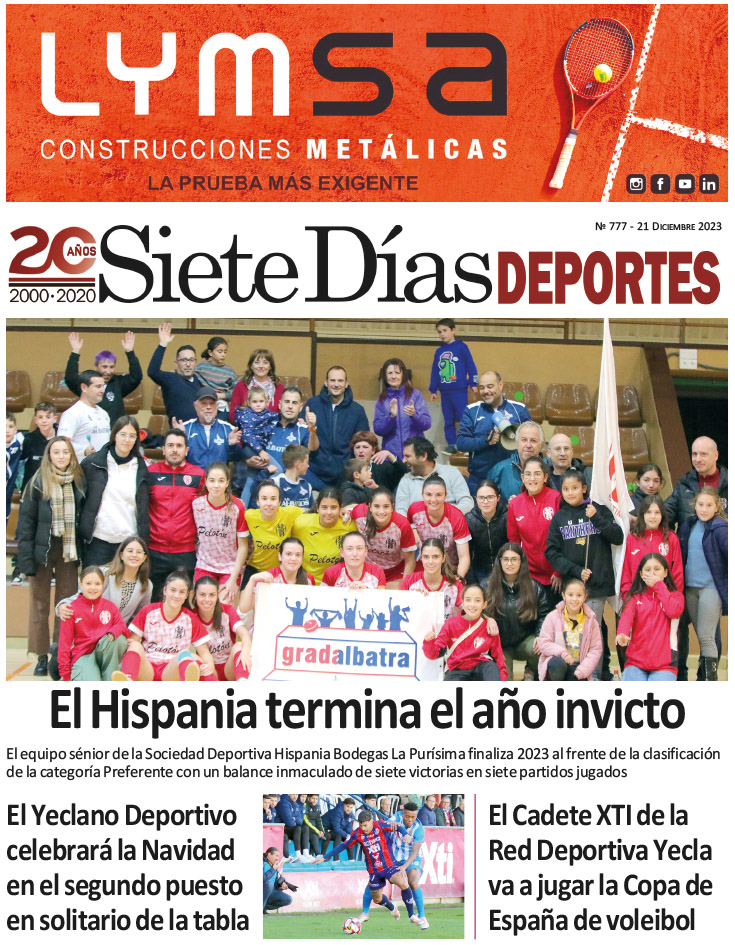 DEPORTES SIETE DÍAS YECLA – Edición 777 – Jueves 21 de diciembre de 2023