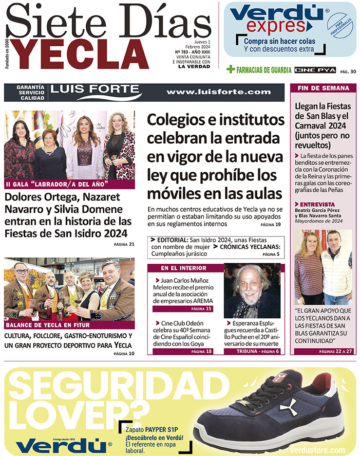 SIETE DÍAS YECLA – Edición 783 – Jueves 1 de febrero de 2024