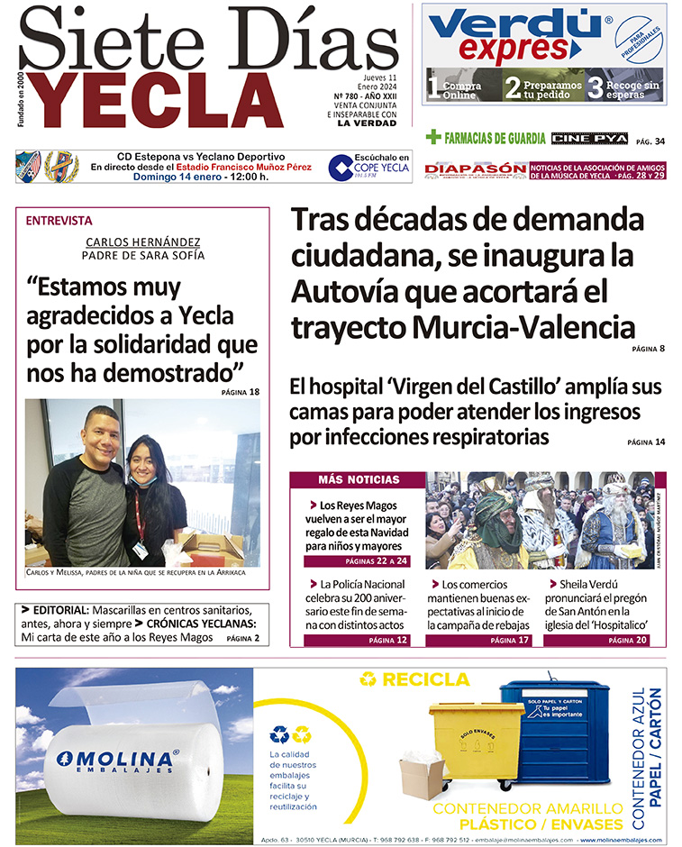 SIETE DÍAS YECLA – Edición 780 – Jueves 11 de enero de 2024