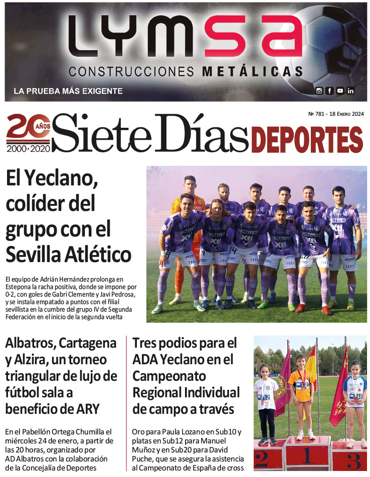 DEPORTES SIETE DÍAS YECLA – Edición 781 – Jueves 18 de enero de 2024