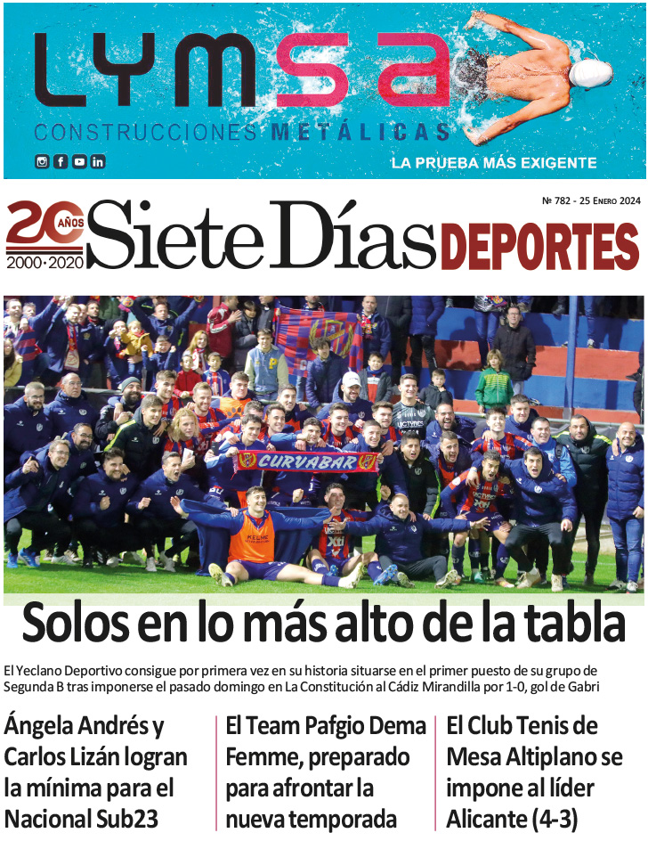 DEPORTES SIETE DÍAS YECLA – Edición 782 – Jueves 25 de enero de 2024