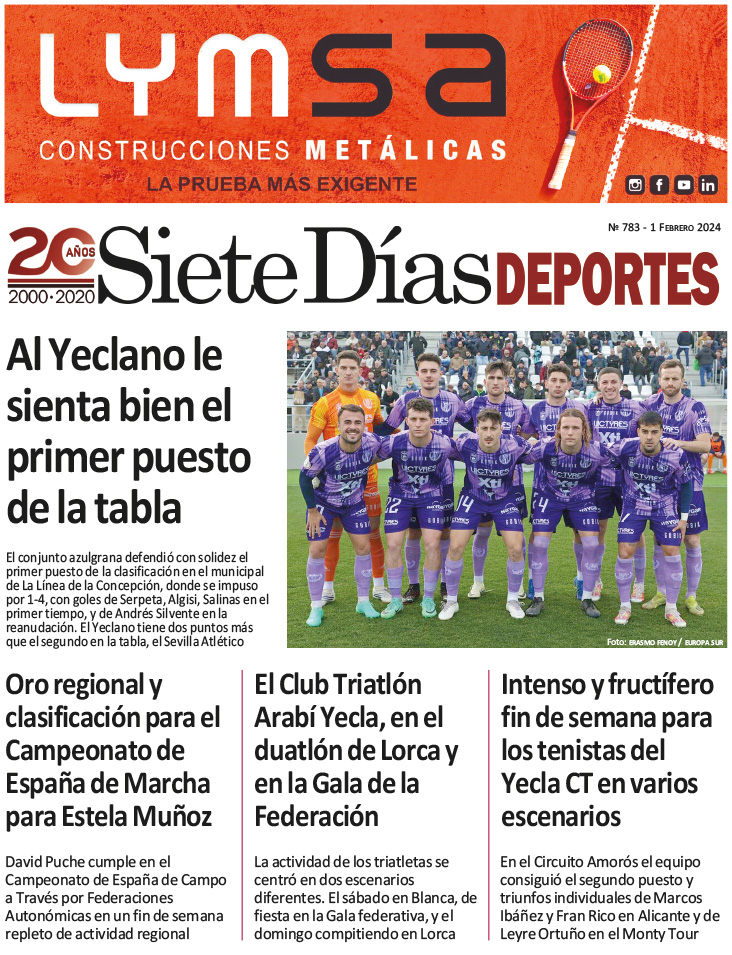 DEPORTES SIETE DÍAS YECLA – Edición 783 – Jueves 1 de febrero de 2024