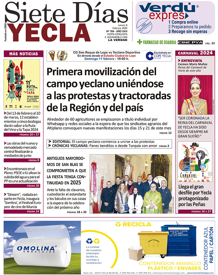 SIETE DÍAS YECLA – Edición 784 – Jueves 8 de febrero de 2024