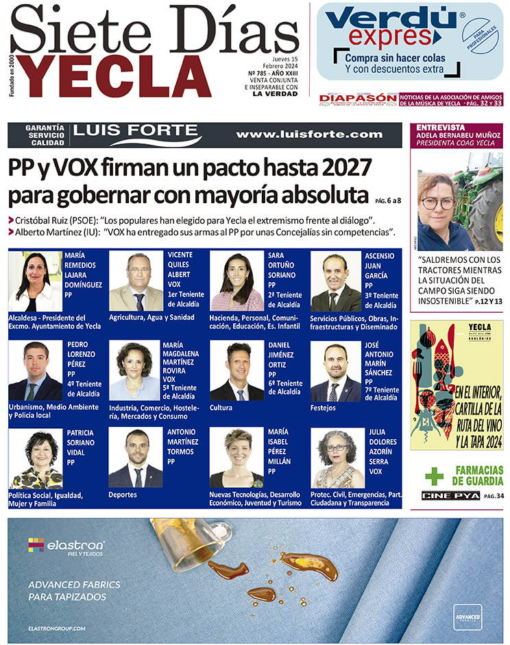 SIETE DÍAS YECLA – Edición 785 – Jueves 15 de febrero de 2024